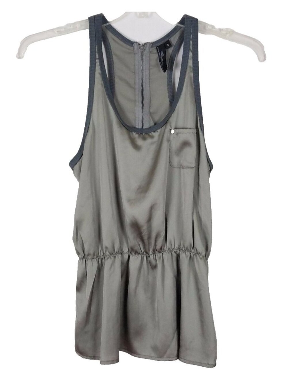 BLACK POPPY Pewter Silver Zipper Back Tank Top size Small